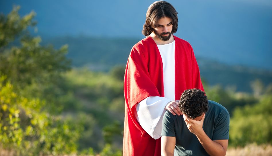 jesus consolando a un hombre