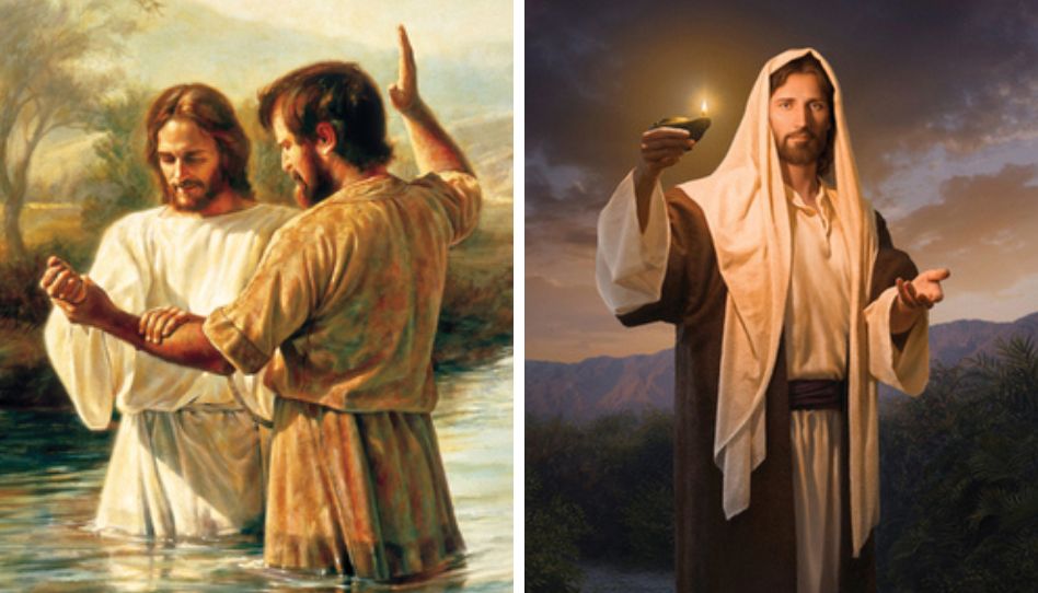 jesucristo bautizando y jesucristo con una vela