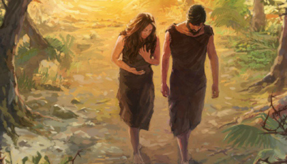 Adán y Eva siendo expulsos del jardín