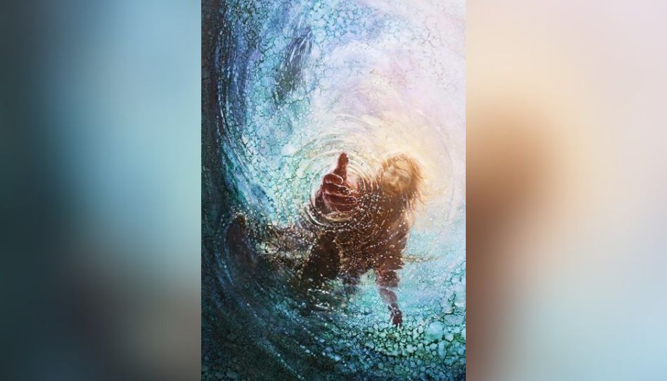 pintura de jesucristo en el mar 