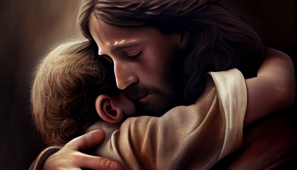 jesucristo abrazando a un niño